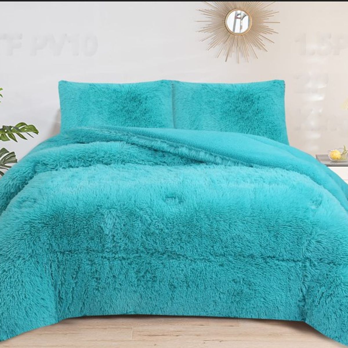 GENERICO - Cobertor o plumon peludo color liso celeste con chiporro 2 plaza TF