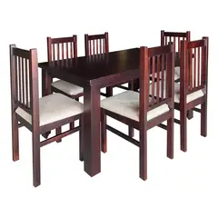 LAS ARAUCARIAS - Juego de Comedor Praga 6 sillas mesa rectangular chocolate