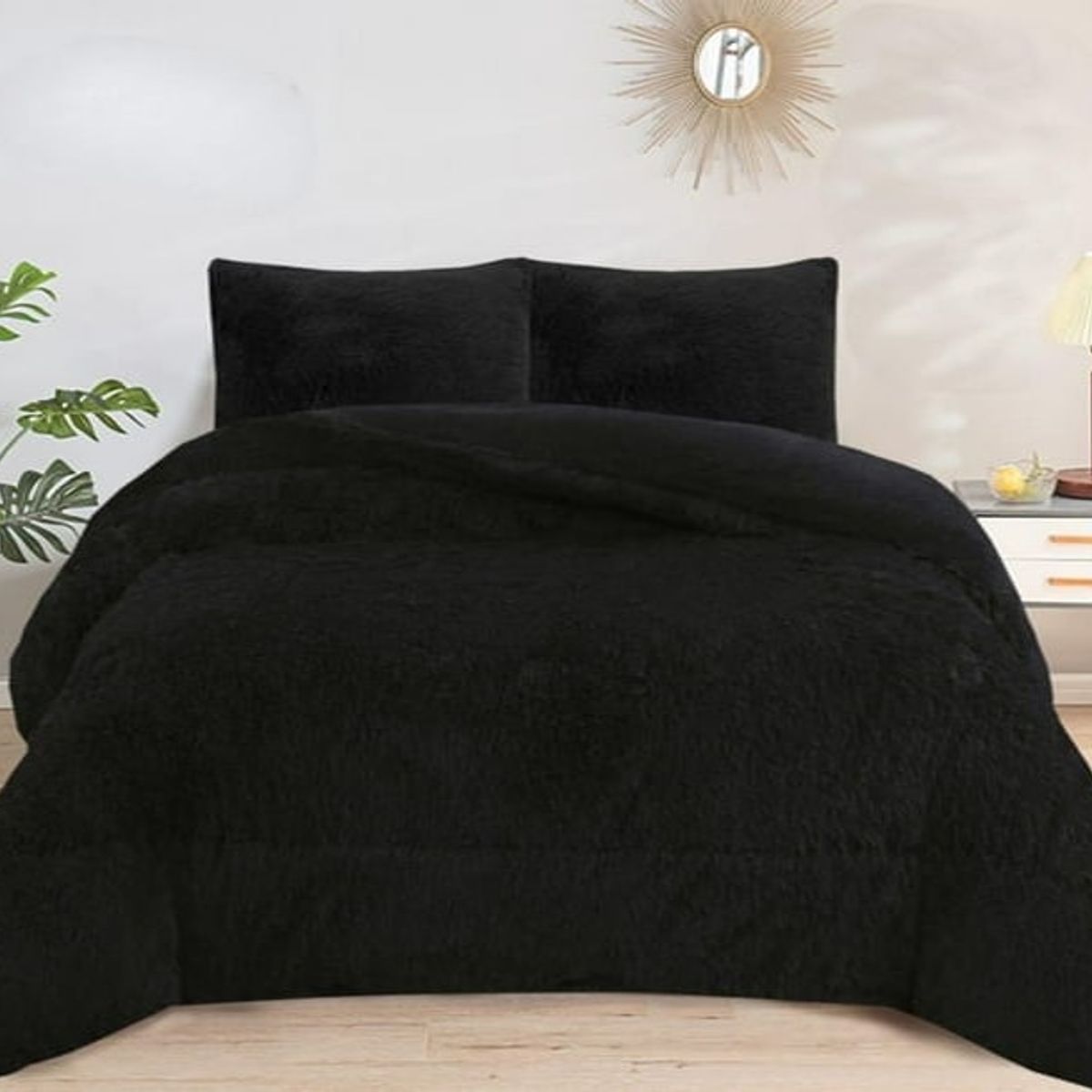 GENERICO - Cobertor o plumon peludo de hermoso color liso con chiporro king TF.