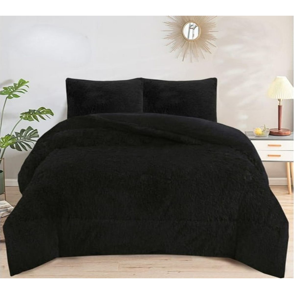 GENERICO - Cobertor o plumon peludo de hermoso color liso con chiporro king TF.