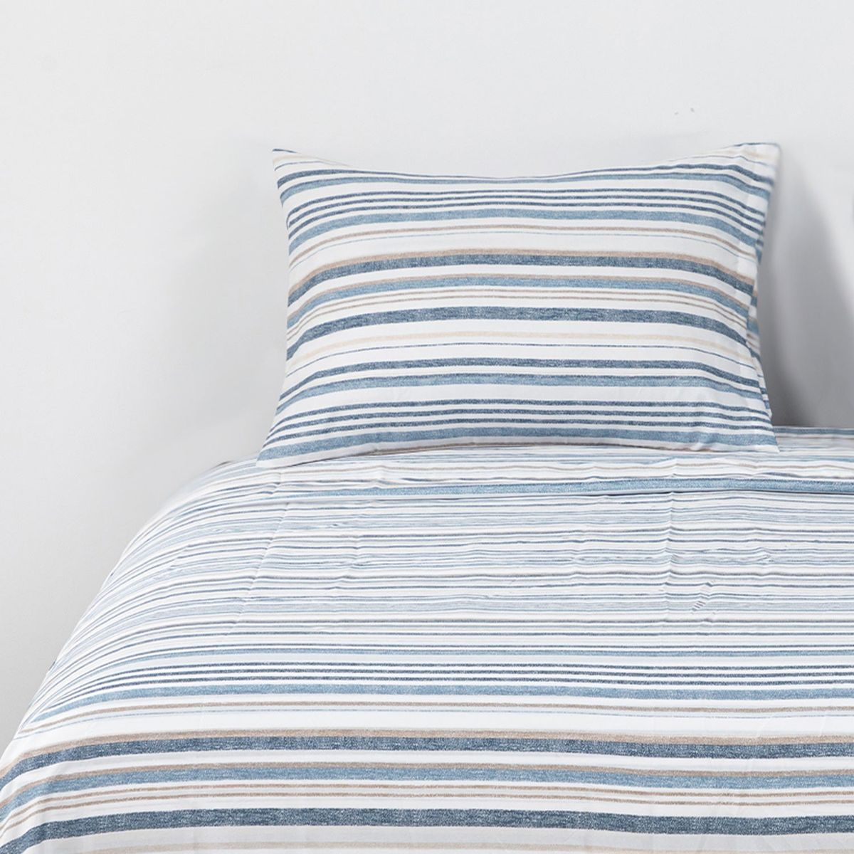 DIB - Sabanas Microfibra 1.5 Plaza Lineas Azul Beige