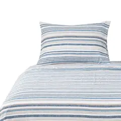 DIB - Sabanas Microfibra 15 Plaza Lineas Azul  Beige