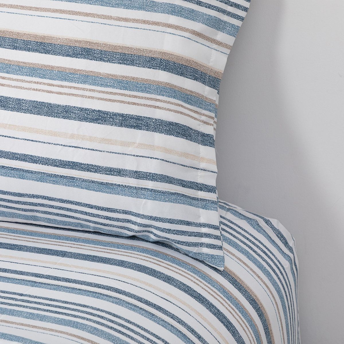 DIB - Sabanas Microfibra 1.5 Plaza Lineas Azul Beige