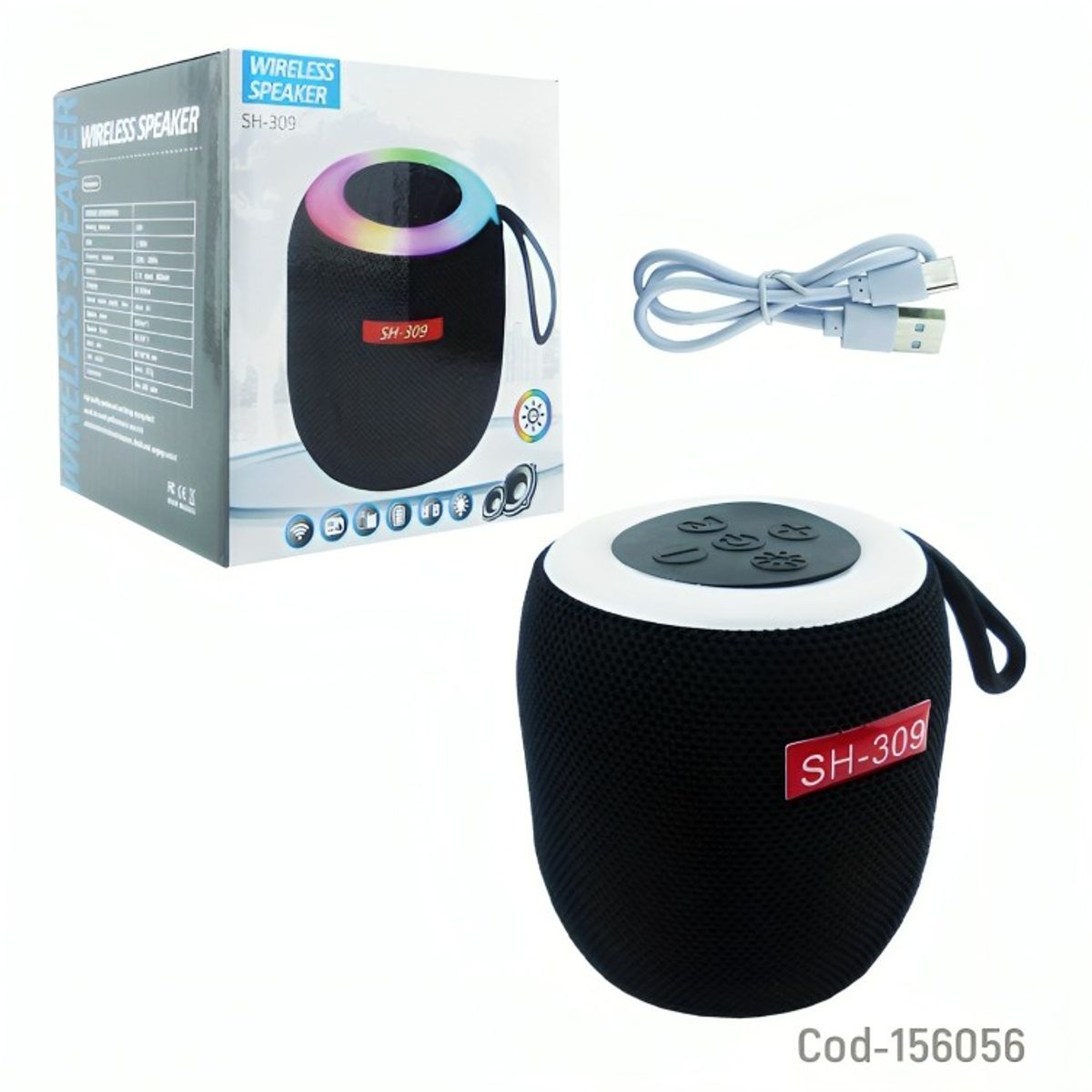 GENERICO - PARLANTE RECARGABLE BLUETOOTH MODSH-309 MINI TELA USB-TF-FM-TYPE-C