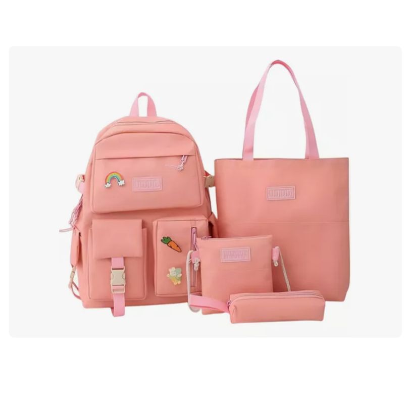 GENERICO - Mochila Kawai Escolar Viaje Set 4 Bolso Cartuchera Bandolera