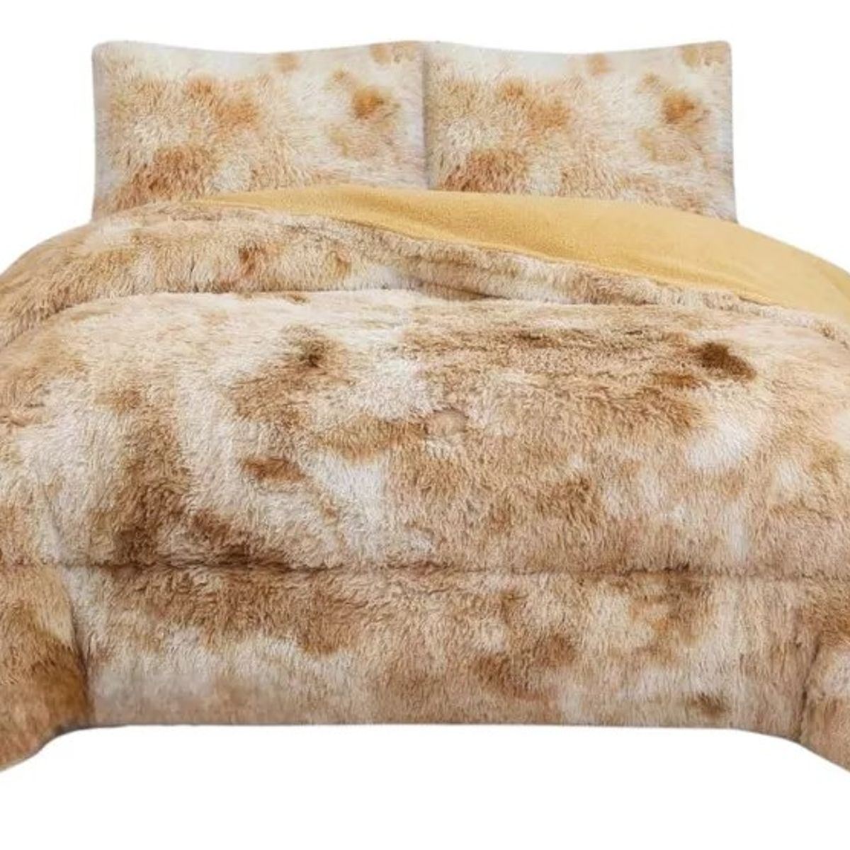 GENERICO - Cobertor o plumon peludo con diseño jaspeado y chiporro 2 plaza TF
