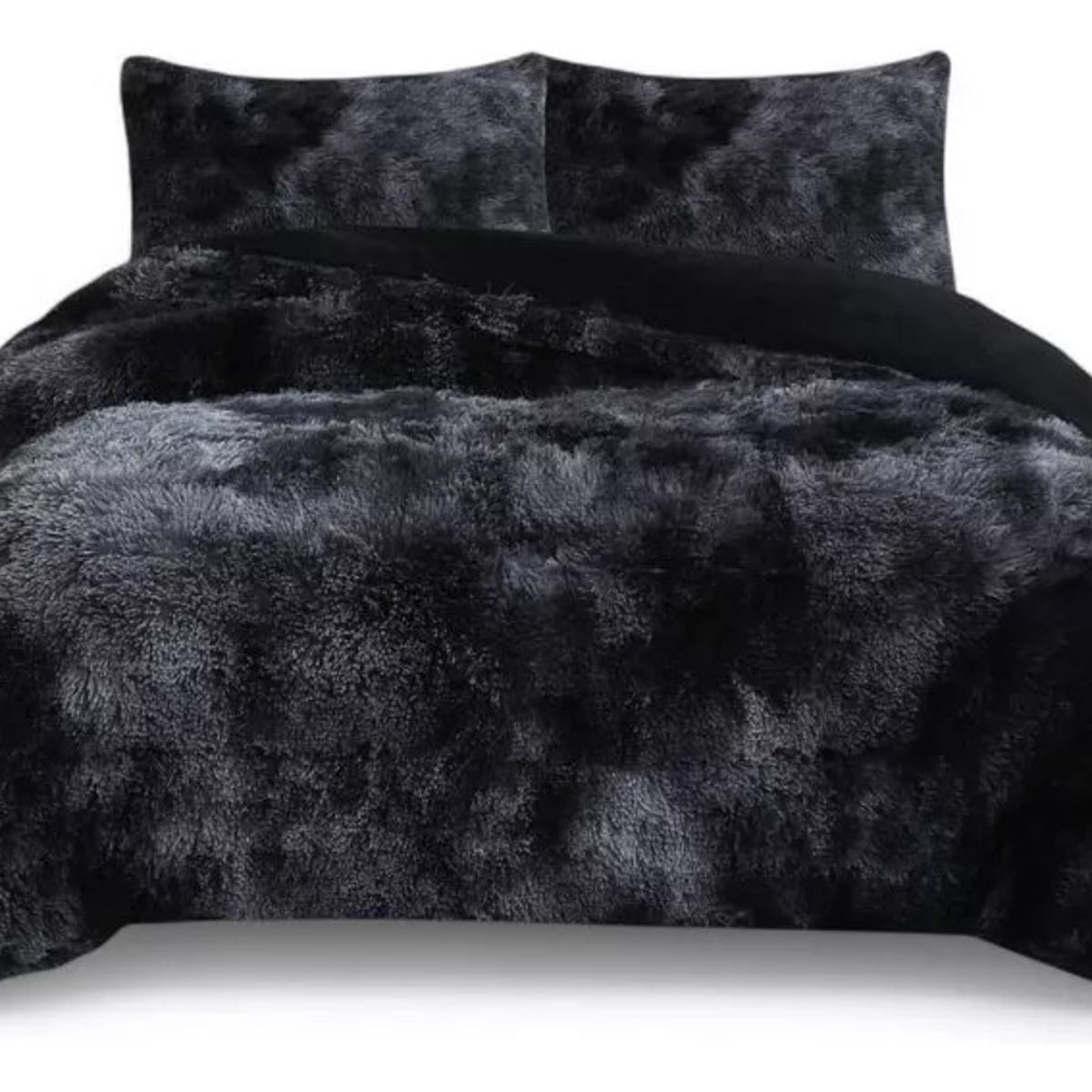 GENERICO - Cobertor o plumon peludo con diseño jaspeado y chiporro 1.5 plaza TF