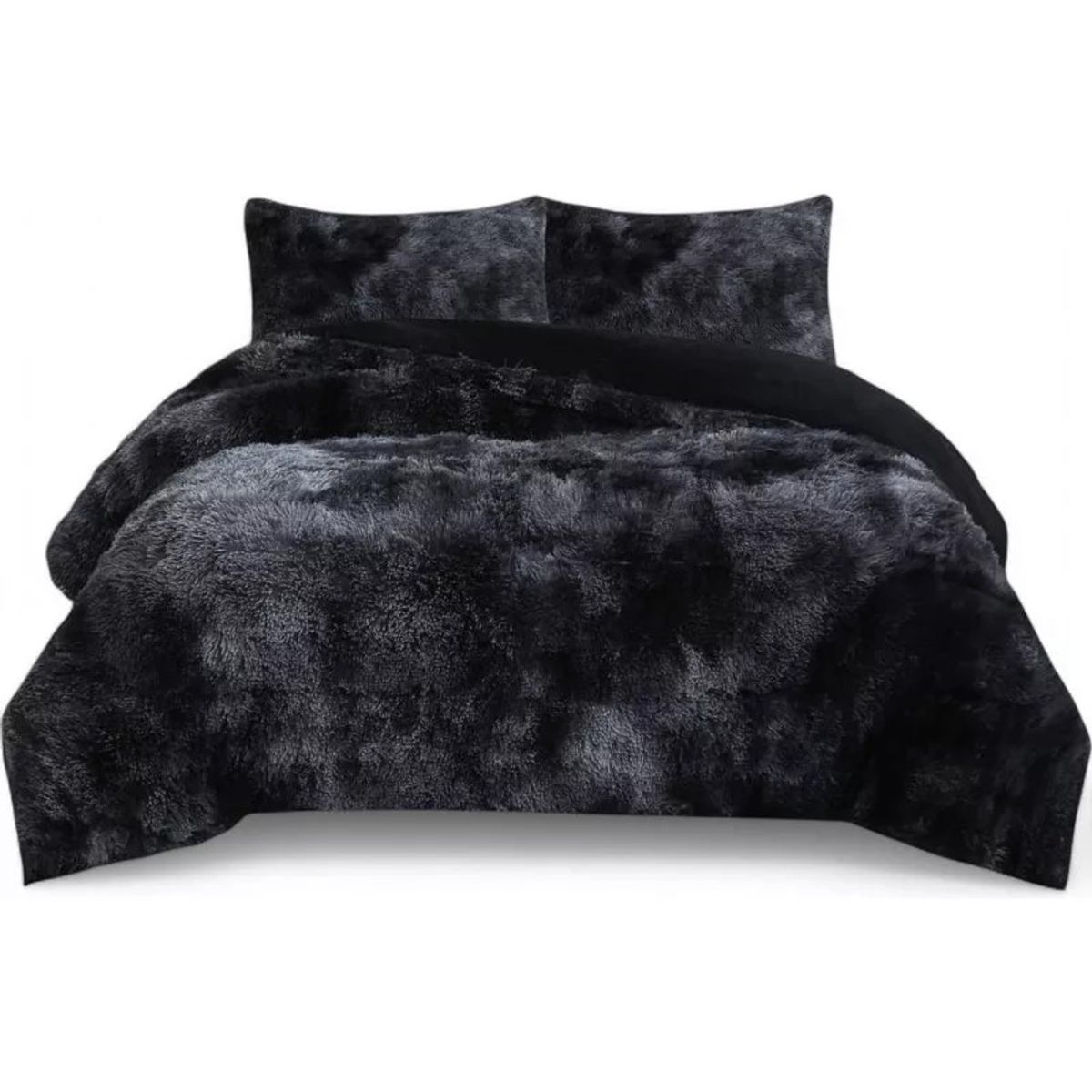 GENERICO - Cobertor o plumon peludo con diseño jaspeado y chiporro 1.5 plaza TF