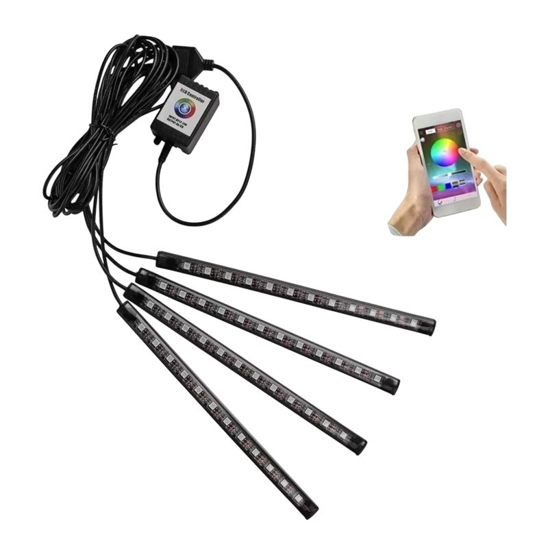 GENERICO - Juego De Tiras Led Rgb Multicolor Bluetooth Interior Auto
