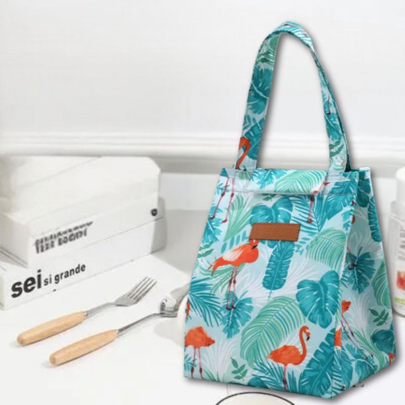 UTILISIMO - Lonchera Térmica Estampada Bolsa de Mano para Picnic Portátil Turquesa