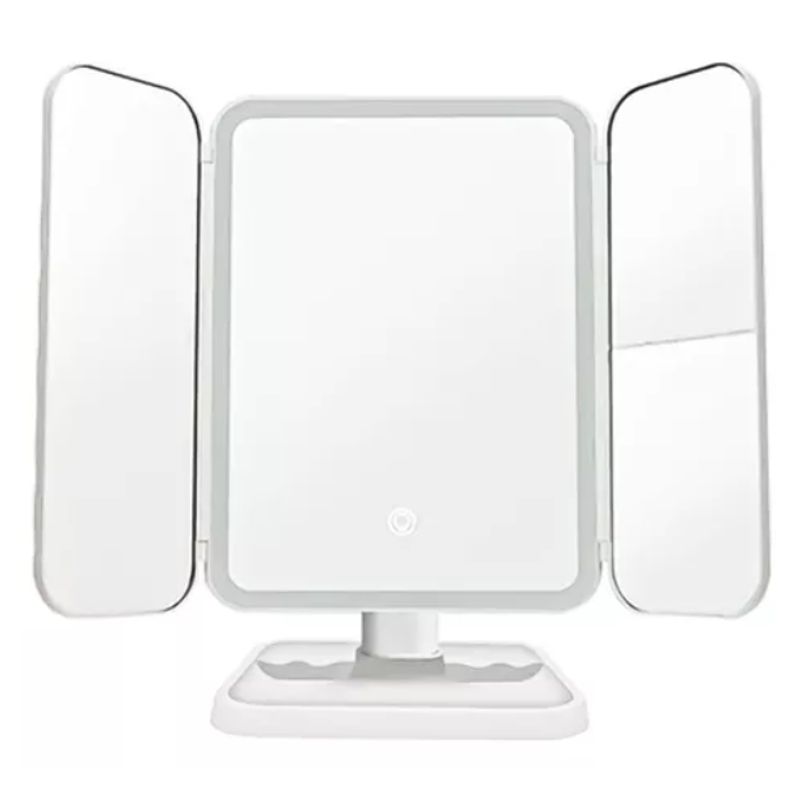 GENERICO - Espejo Tocador Maquillaje Profesional Aumento Led Plegable Color Blanco