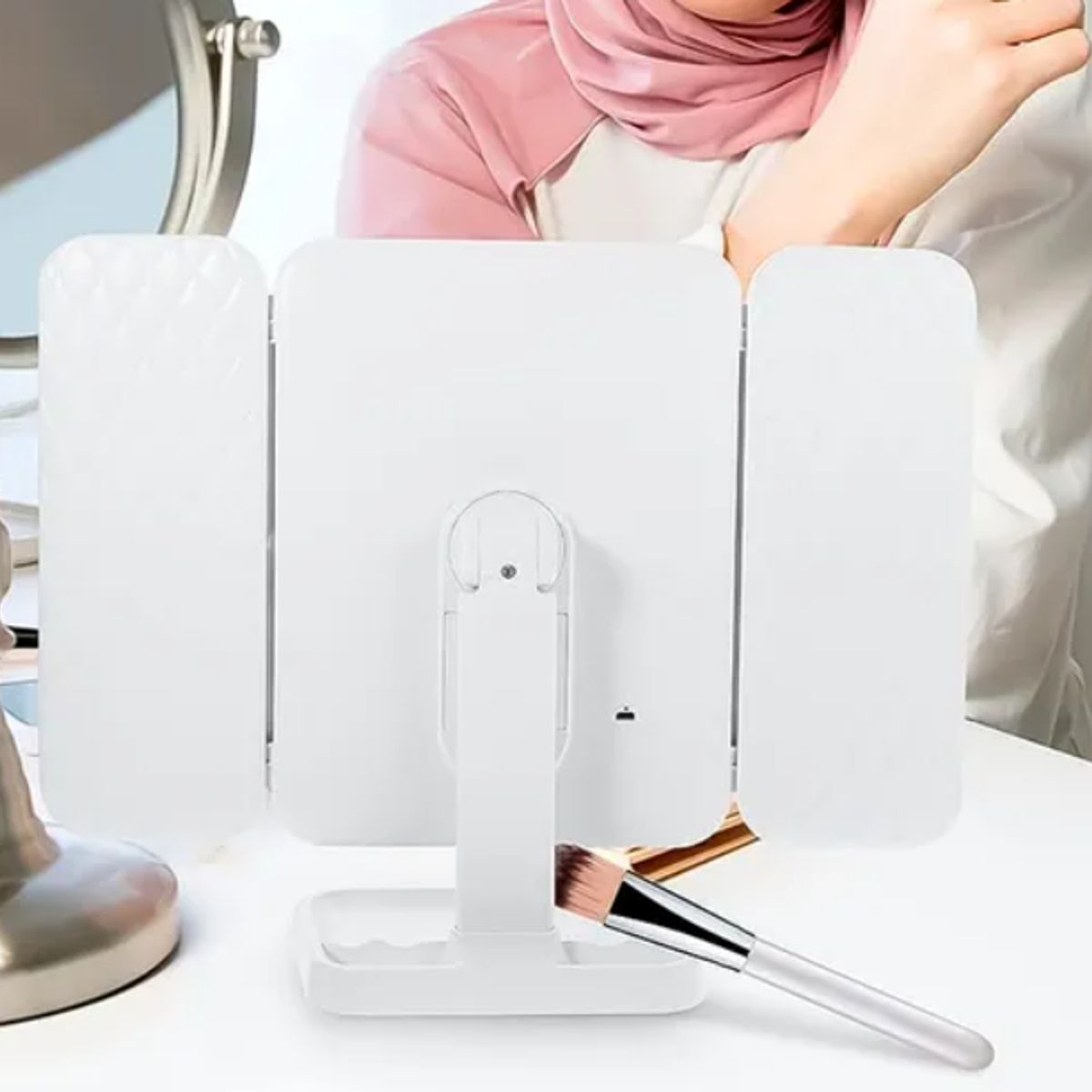 GENERICO - Espejo Tocador Maquillaje Profesional Aumento Led Plegable Color Blanco