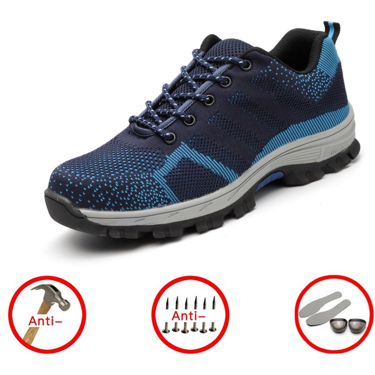 TIOZONEY - Zapatos Trabajo Zapatillas Seguridad Puntera de Acero Respirable