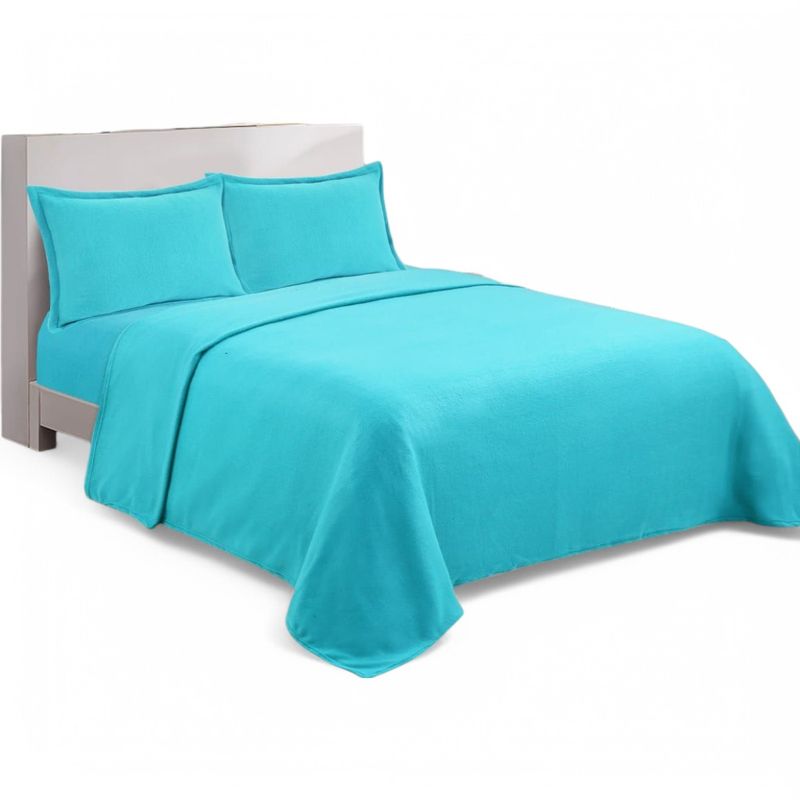 GENERICO - Set De Sabanas Termicas Polar Mas 1 Funda 1.5 Plaza Color Celeste