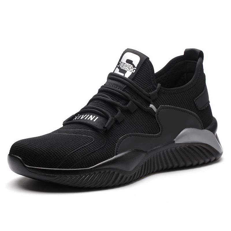 TIOZONEY - Zapatos De Seguridad Transpirables A Prueba De Golpes - Negro y Gris