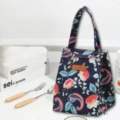 UTILISIMO - Lonchera Térmica Estampada Bolsa de Mano para Picnic Portátil Blue Rosa