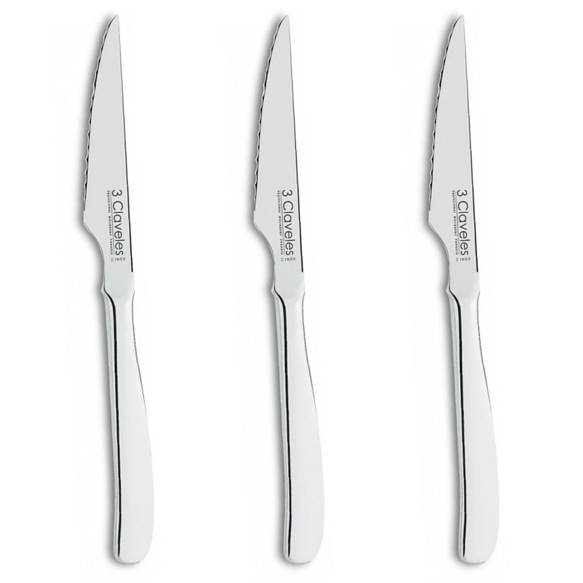 3 CLAVELES - Cuchillo Chuletero 11 cm Set 3 piezas