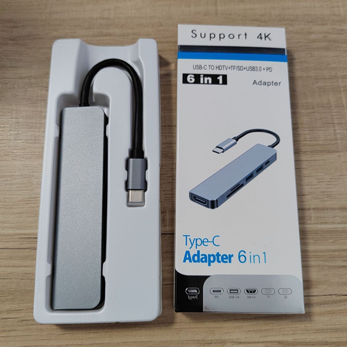 TIOZONEY - Hub Adaptador Usb-c 6 En 1 hdmi2x Usb 30 Tf Sd Usb-c.
