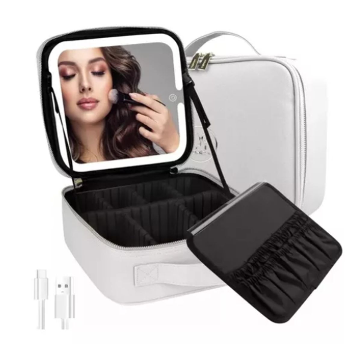 GENERICO - Maleta De Maquillaje Con Espejo Luz Led Organizador Cosmetico negro