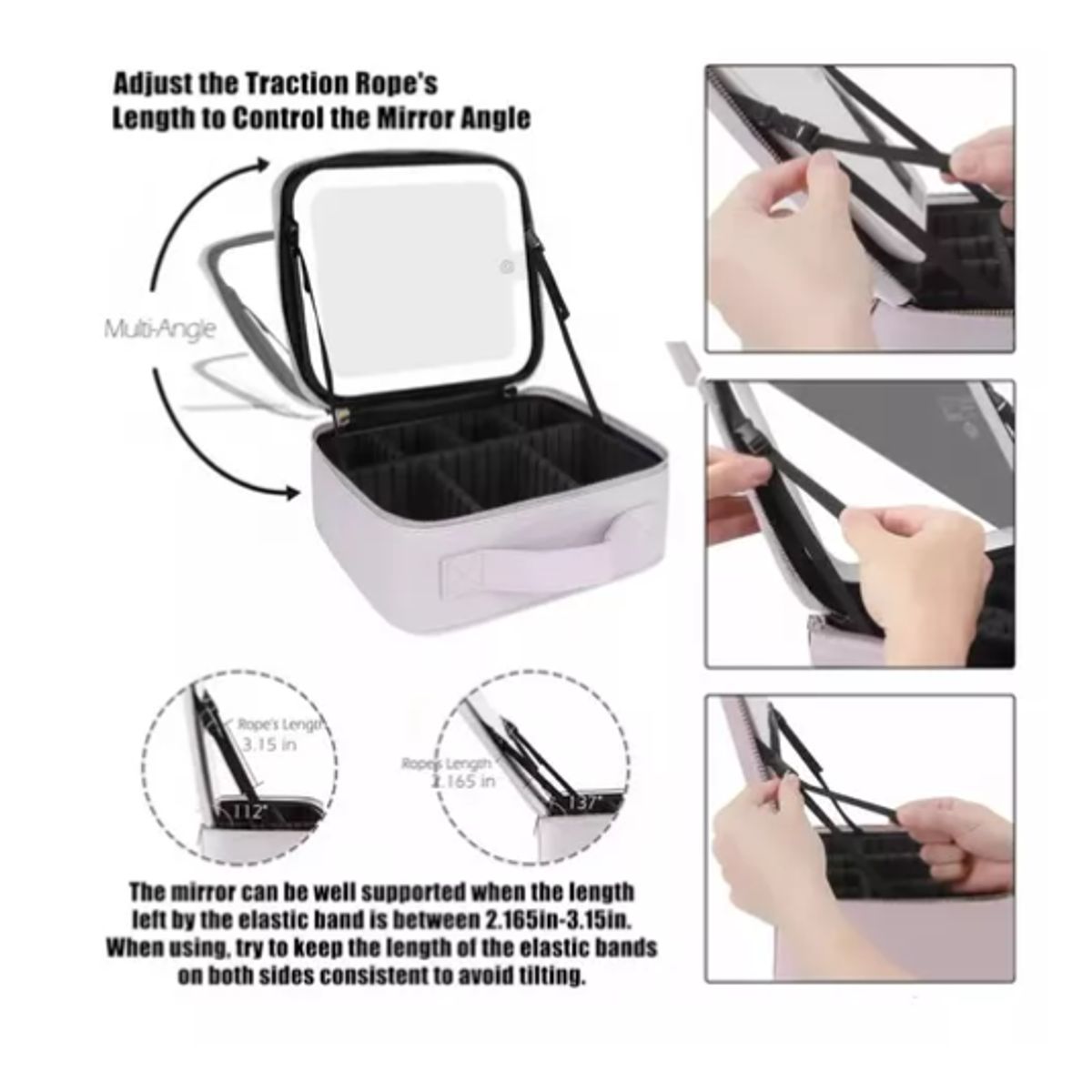 GENERICO - Maleta De Maquillaje Con Espejo Luz Led Organizador Cosmetico negro