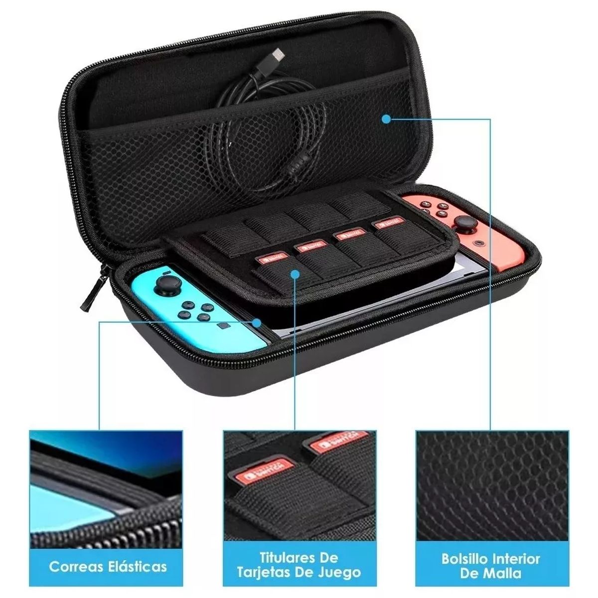 GENERICO - Estuche Protector Para Nintendo Switch Normal Con Accesorios