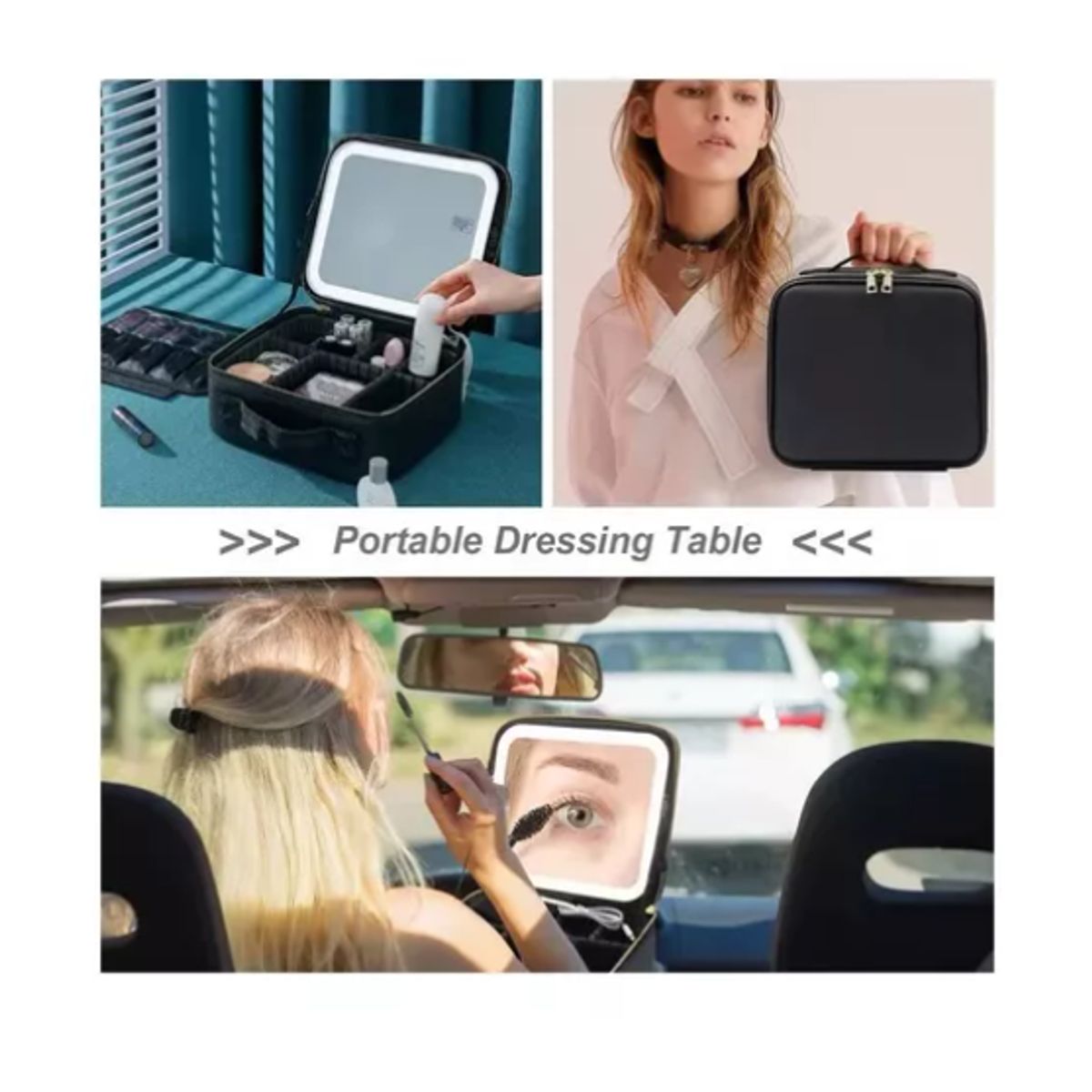 GENERICO - Maleta De Maquillaje Con Espejo Luz Led Organizador Cosmetico rosada