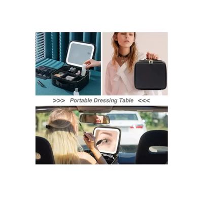 Imagen 2 del producto Maleta De Maquillaje Con Espejo Luz Led Organizador Cosmetico rosada