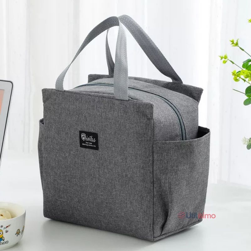 UTILISIMO - Lonchera Térmica Portátil Tela Oxford De Gran Capacidad con Aislamiento Gris