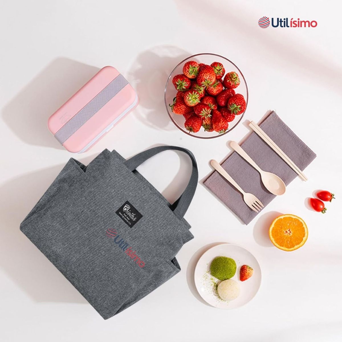 UTILISIMO - Lonchera Térmica Portátil Tela Oxford De Gran Capacidad con Aislamiento Gris