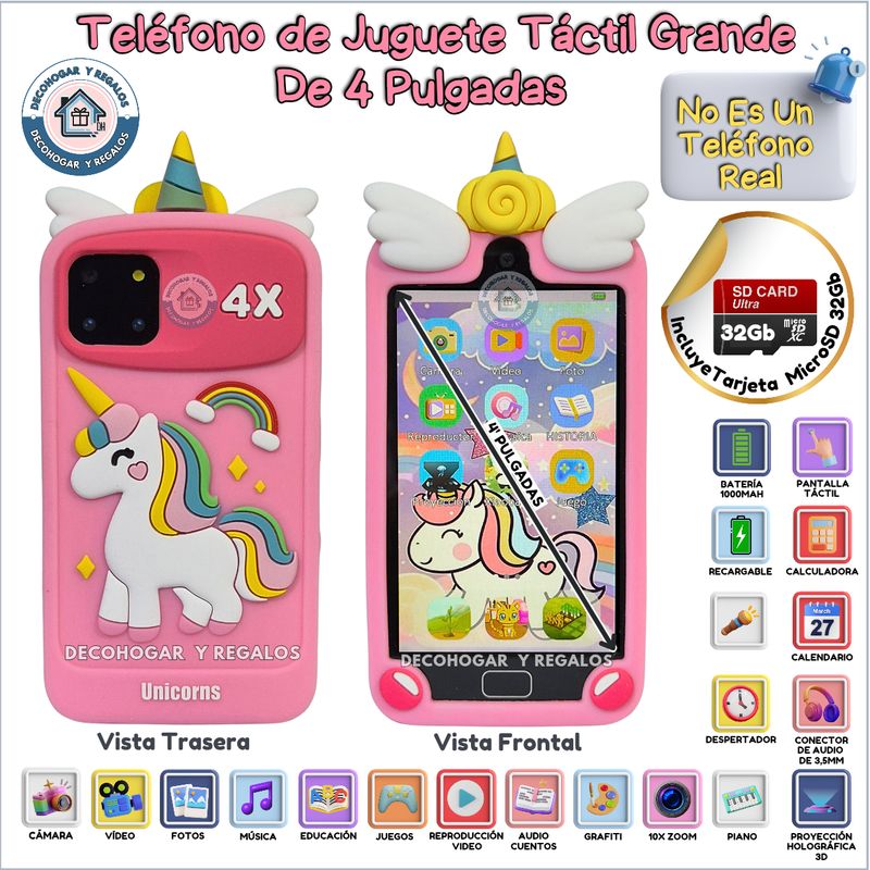 GENERICO - Teléfono de Juguete Grande 4 Pulgadas Táctil Para Niños