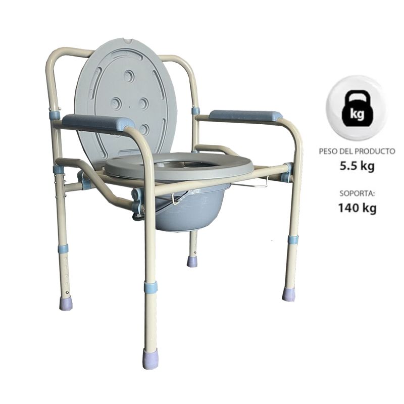 COSMETICAVAL - Silla De Baño Wc Y Ducha Adulto Mayor Portátil De Acero