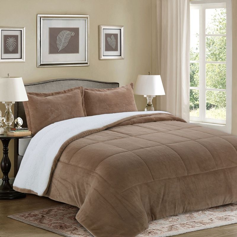 DORAL - Cubrecama sherpa liso king beige