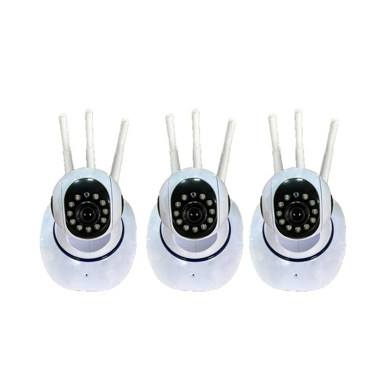 MUNDO MAGIA - Pack X3 Cámaras Ip 360° Wifi Hd Visión Nocturna Color Blanco