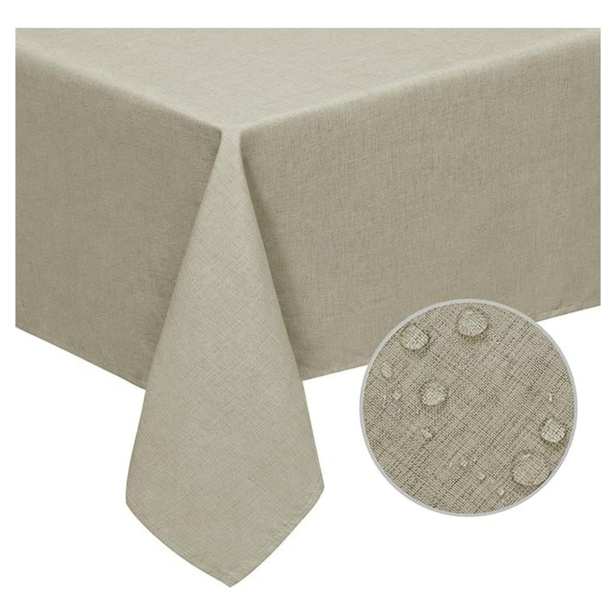 AZ AURAZEUS - Mantel Rectangular Lino Antimanchas 220 x 140 Cm Mesa Beige Az