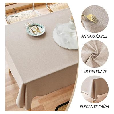 Imagen 2 del producto Mantel Rectangular Lino Antimanchas 220 x 140 Cm Mesa Beige Az