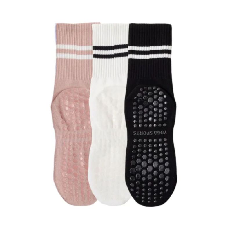 GENERICO - Calcetines Antideslizantes Algodon YOGA PILATES Set 3 Par
