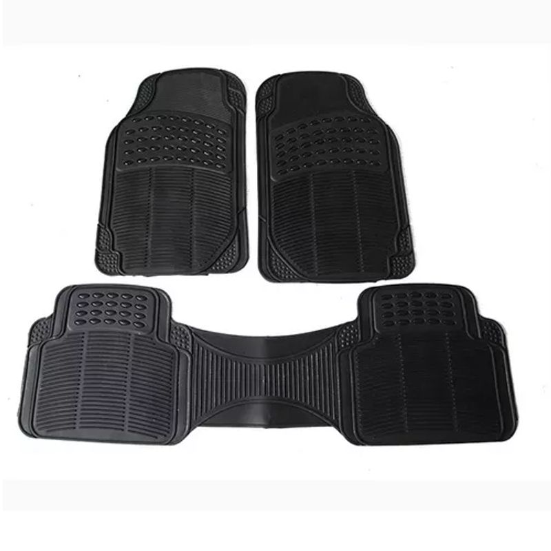 GENERICO - Piso de goma para auto universal set 3 piezas color negro