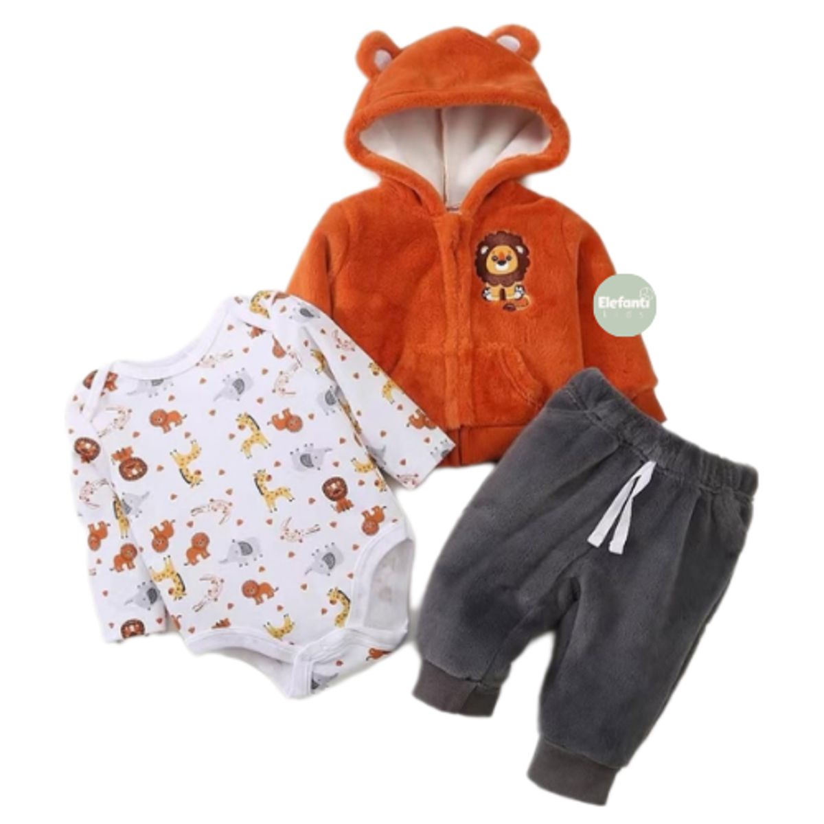 JUMP KIDS - Conjunto 3 piezas Forrado Leon Naranjo para bebés