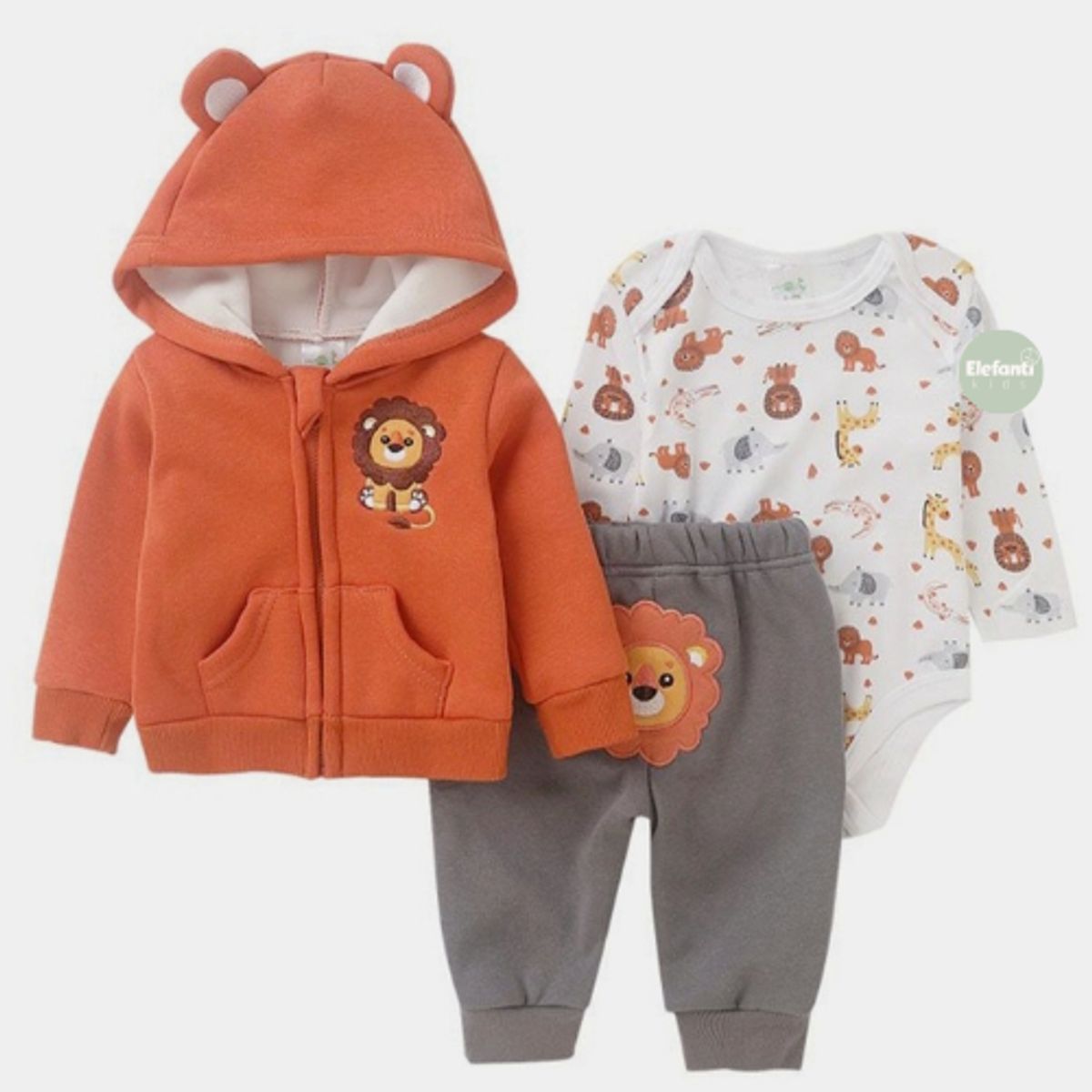 JUMP KIDS - Conjunto 3 piezas Forrado Leon Naranjo para bebés