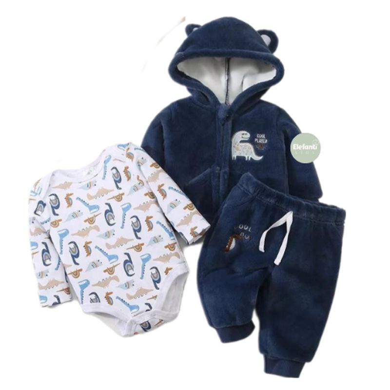 JUMP KIDS - Conjunto 3 piezas Forrado Dino Azul Marino para bebés