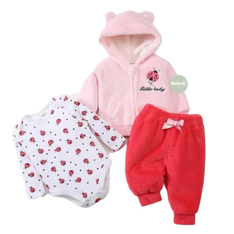 JUMP KIDS - Conjunto 3 piezas Forrado Chinita Rosa para bebés_.