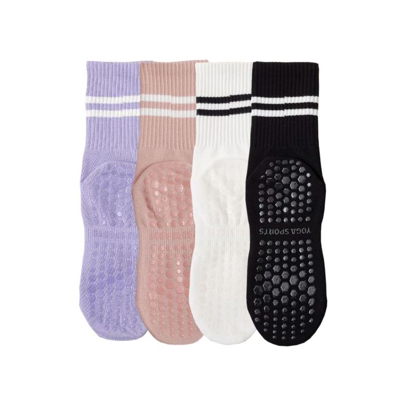 GENERICO - Calcetines Antideslizantes Algodon Yoga Fitness Set 4 Pares