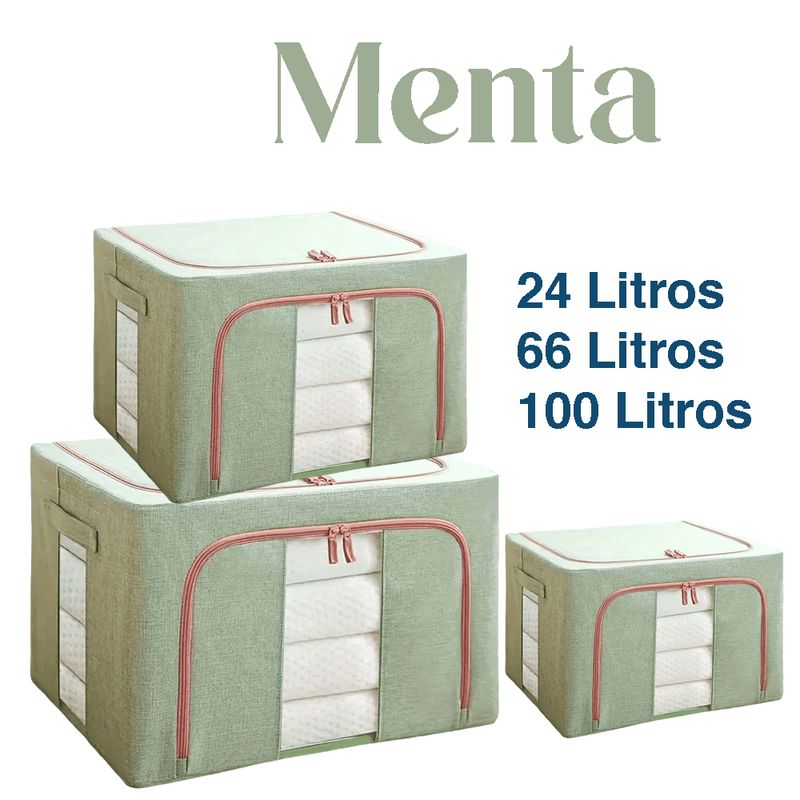GENERICO - Set 3 Cajas Organizadoras de Tela Plegables - Menta