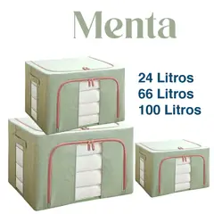 GENERICO - Set 3 Cajas Organizadoras de Tela Plegables - Menta