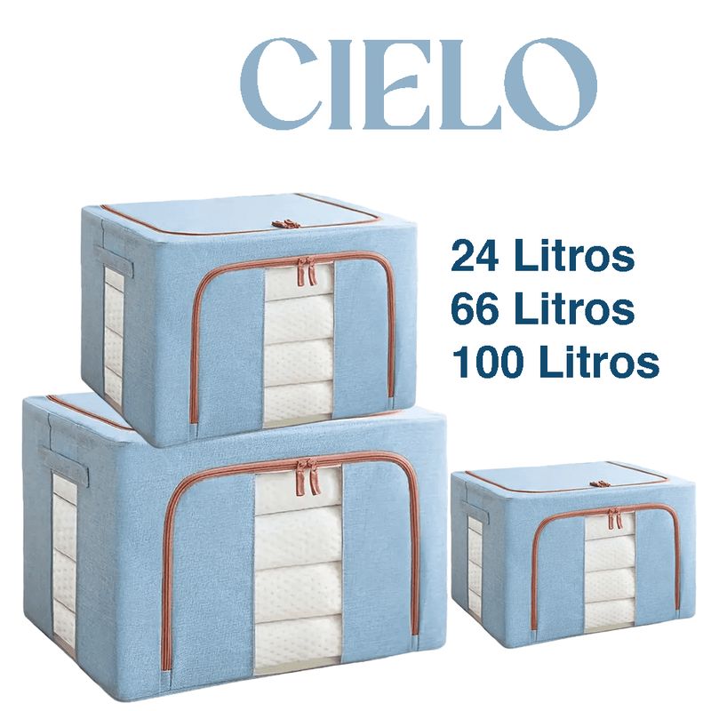 GENERICO - Set 3 Cajas Organizadoras de Tela Plegables - Cielo