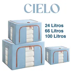 GENERICO - Set 3 Cajas Organizadoras de Tela Plegables - Cielo