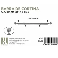 GENERICO - BARRA DOBLE DE CORTINA GRIS ARMA MEDIDAS 160-310 CM MOD 5168