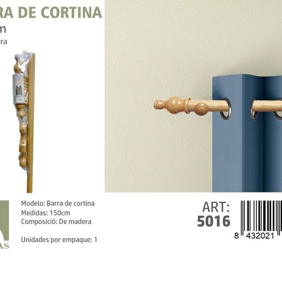 GENERICO - BARRA  DE CORTINA MADERA  MEDIDAS 150 CM MOD 5016