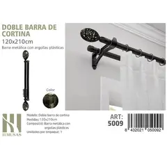 GENERICO - BARRA DOBLE DE CORTINA COLOR ORO VIEJO MEDIDAS 120-210 CM MOD 5009