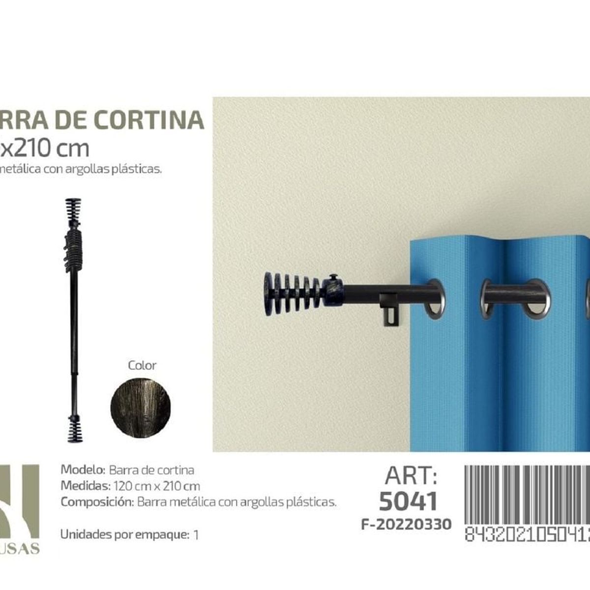 GENERICO - BARRA DE CORTINA METALICA COLOR ORO VIEJO MEDIDAS 120-210 MOD 5041
